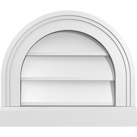 Ekena Millwork Round Top Surface Mount PVC Gable Vent w/ 2"W x 2"P Brickmould Sill Frame, 14"W x 12"H GVPRT14X1203SN